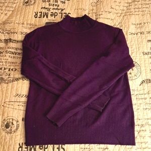 Cashmere cropped sweater, mock neck, purple, size small